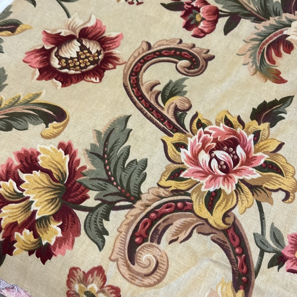 Gorgeous Rose floral heavyweight fabric upholstery camel pink green gold cottage - Picture 4 of 9